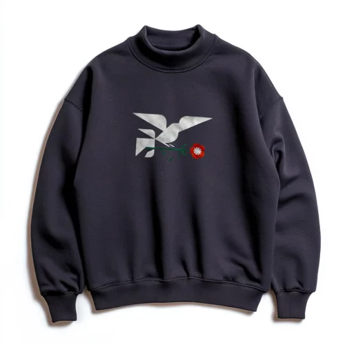 Sweat col cheminée anthracite White pigeon