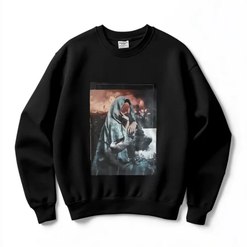 Sweat ras de cou Noir Destroyed life