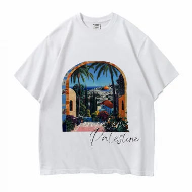 Tee-shirt Oversize en coton épais 280g/M2 Blanc Jerusalem