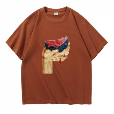 Tee-shirt Oversize en coton épais 280g/M2 Bloody Watermelon Marron