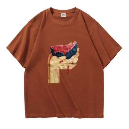 Tee-shirt Oversize en coton épais 280g/M2 Bloody Watermelon Marron