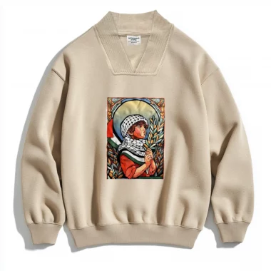 Sweat-shirt regular fit col V Beige Olive dream