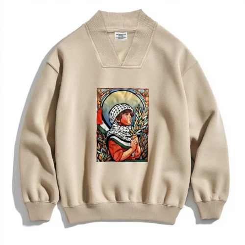 Sweat-shirt regular fit col V Beige Olive dream