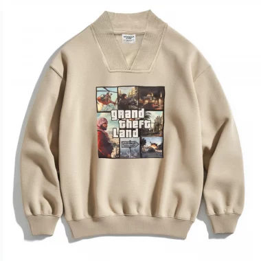 Sweat-shirt regular fit col V Beige GTL