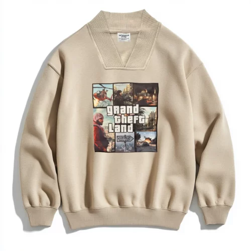 Sweat-shirt regular fit col V Beige GTL