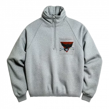 Sweat-shirt à col zipé et poche Gris chiné Black bird