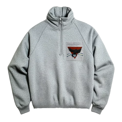 Sweat-shirt à col zipé et poche Gris chiné Black bird