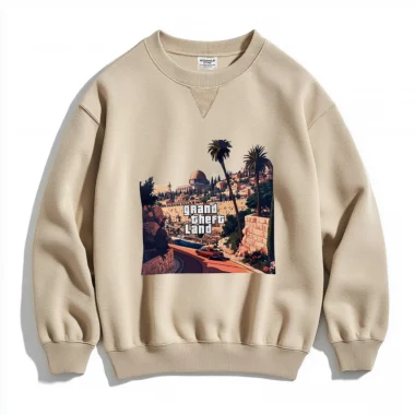 Sweat-shirt ras de cou épais Beige GTL Jersusalem